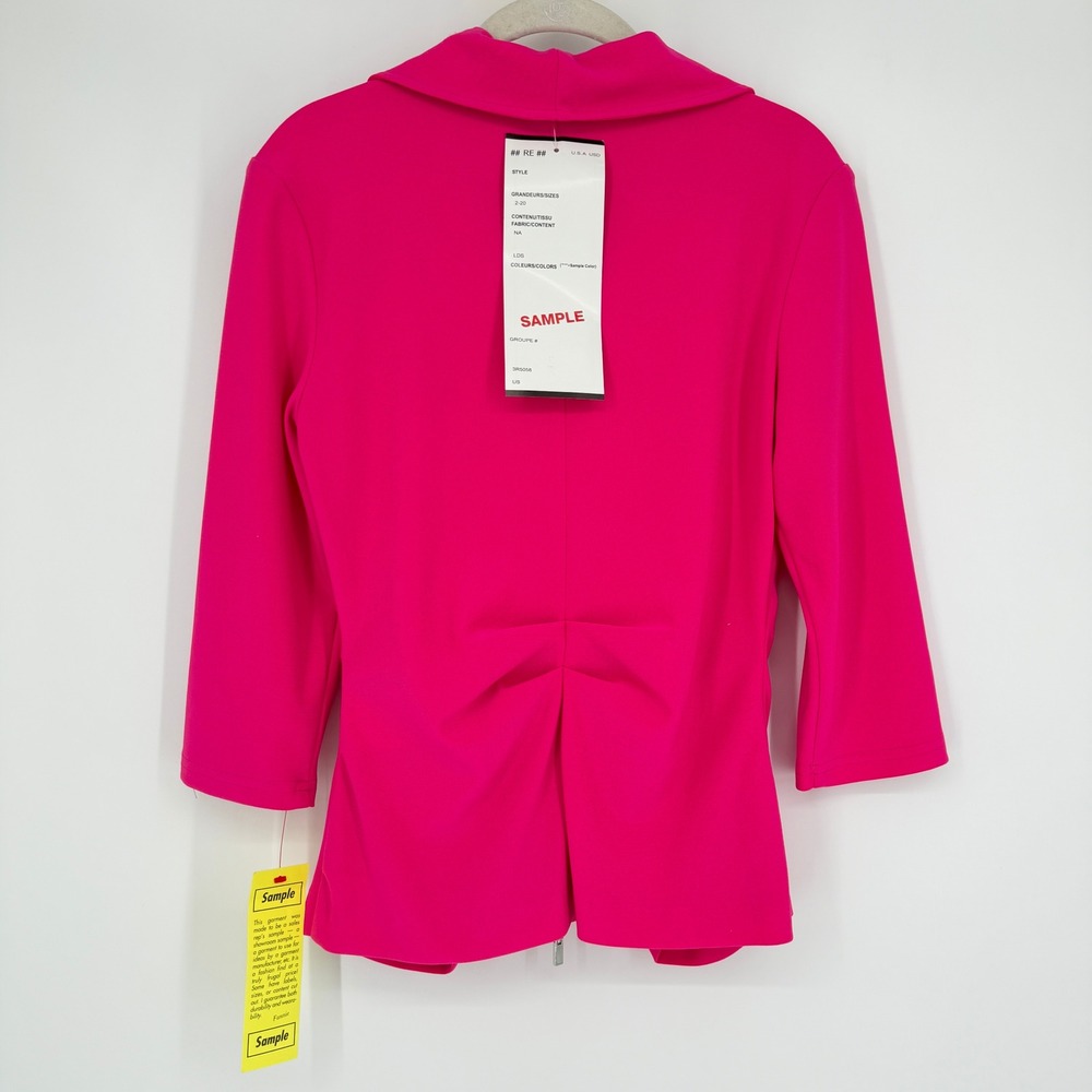 Joseph Ribkoff Hot Pink Ruched Zip-Front Blazer - Picture 7 of 14